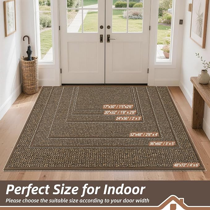 BEQHAUSE Dirt Trapper Door Mat 24" x 36", Non-Slip Washable Doormats Entrance - Image 2