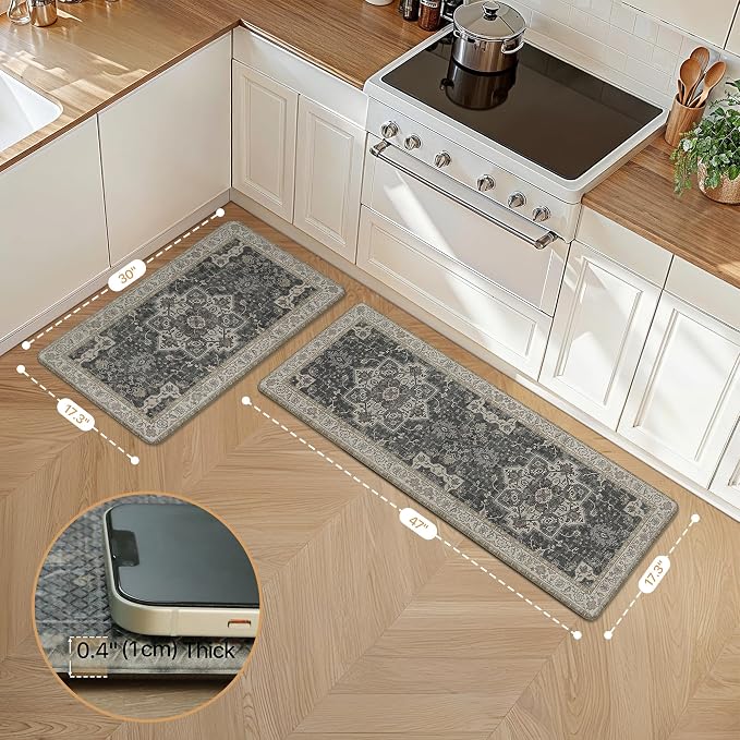 GENIMO Kitchen Mats for Floor 2PCs, Washable Anti Fatigue Mat for Cushioned - Image 4