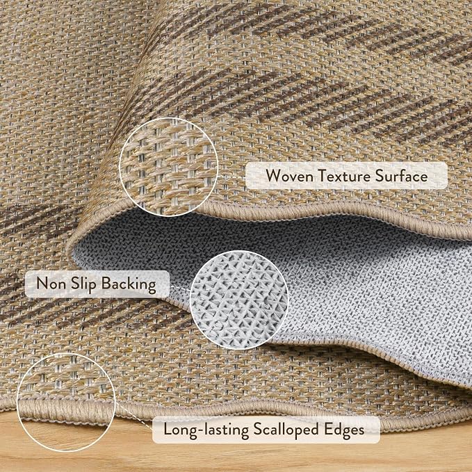 LIVEBOX Scalloped Easy Jute Kitchen Rug, 2x3 Front Door Mat Indoor Outdoor - Image 5