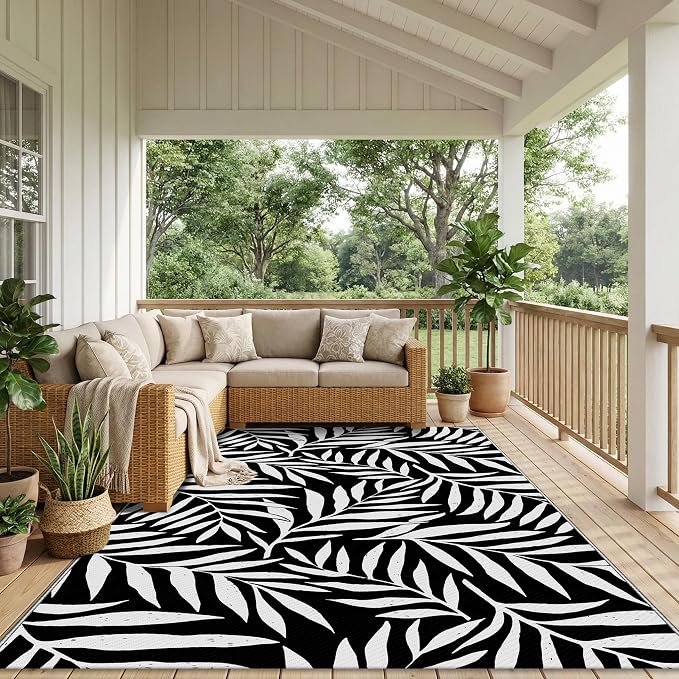 Smiry Outdoor Rug 5x8 ft, Waterproof Reversible Plastic Straw Rugs, Outdoor - Image 6