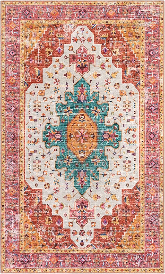 Moynesa Ultra-Thin Washable Vintage Area Rug - Image 5