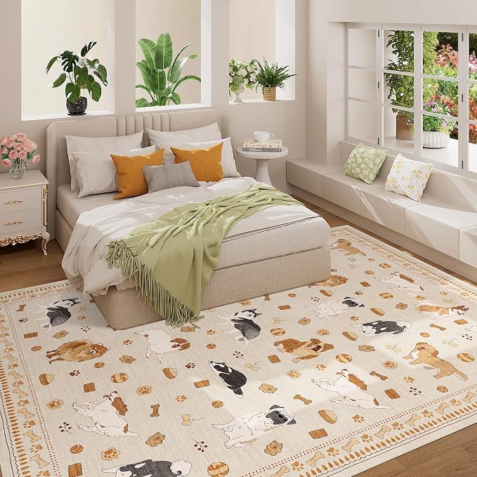DUKINO 8x10 Area Rug, Non Slip Washable Animal Dog Rug - Image 9