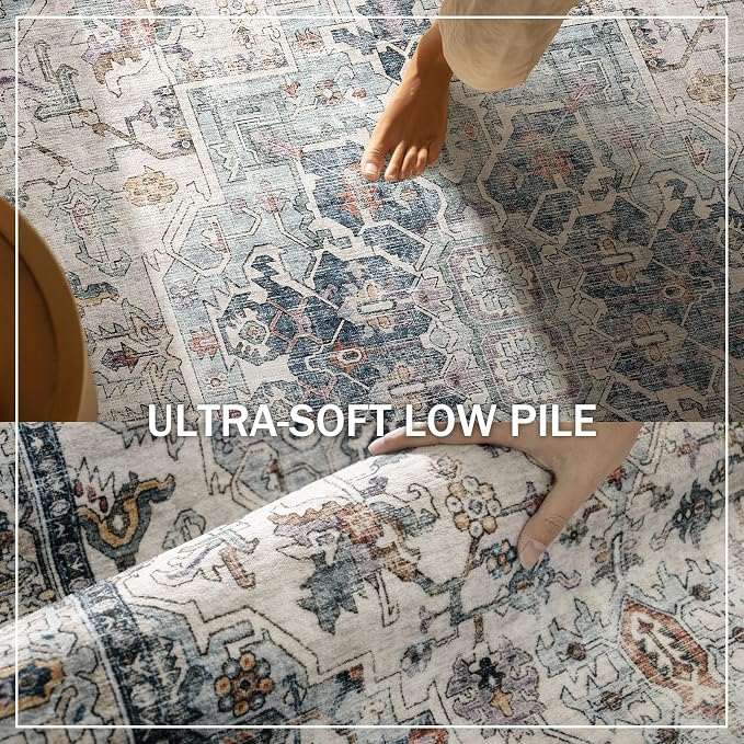 5x7 Area Rugs for Living Room: Washable Bedroom Rug Boho Vintage Rugs Stain - Image 5