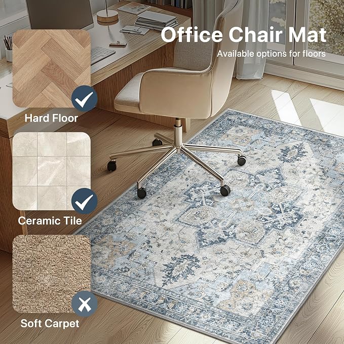 48"x60" Office Chair Mat for Hardwood Tile Floor, Under Desk Carpet Protector - Image 3