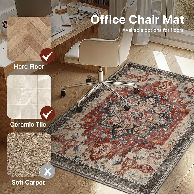 30"x48" Office Chair Mat for Hardwood Tile Floor, Under Desk Carpet Protector - Image 3