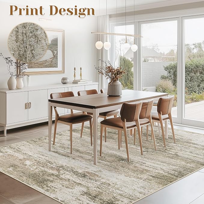 Washable Rug 6x9 Area Rugs for Living Room: Neutral Soft Rug Abstract Non Slip - Image 2