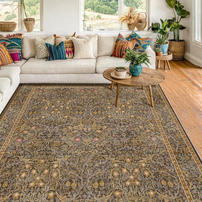 Washable Brown Oriental 5x8 Area Rug by HazoHaus