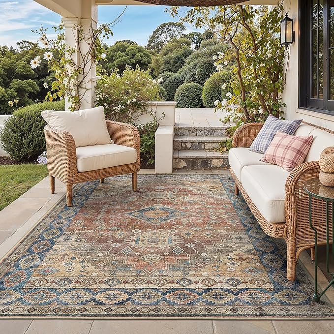 GENIMO Outdoor & Indoor Area Rug 4'x6', Waterproof, Non-Shedding, Easy Cleaning by GENIMO
