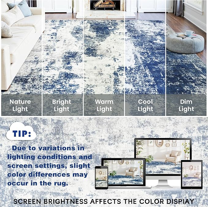 Area Rugs 10x14 Living Room: Large Soft Washable Rug Modern Abstract Anti-Skid - Image 10