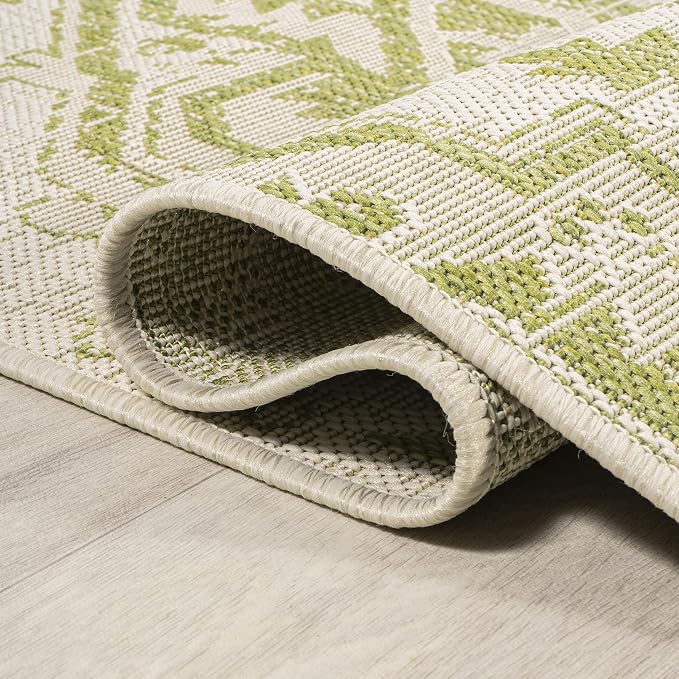 JONATHAN Y Boho Medallion Indoor Outdoor Area Rug 4X6 Cream/Green, Estrella - Image 6