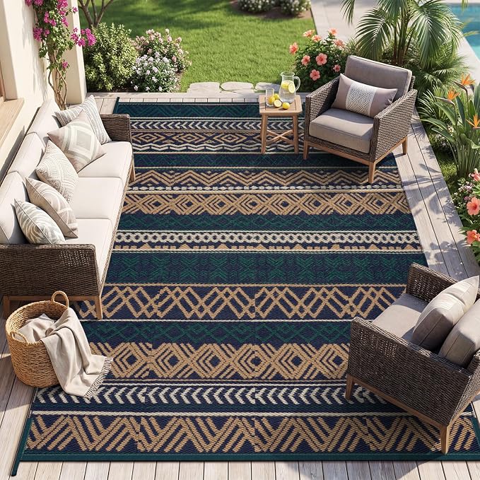 MontVoo Outdoor Rug Carpet Waterproof-Patio Rug Mat 8x10 Reversible RV Outdoor by MontVoo