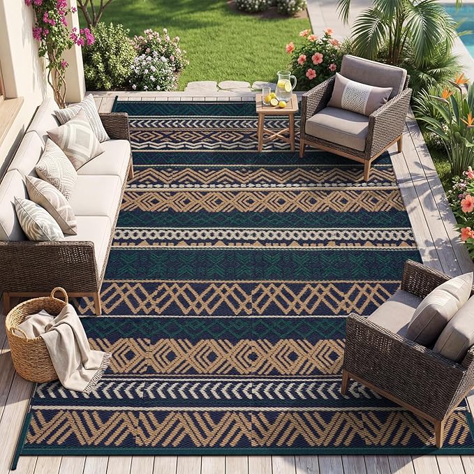 MontVoo Outdoor Rug Carpet Waterproof-Patio Rug Mat 6x9 Reversible RV Outdoor by MontVoo