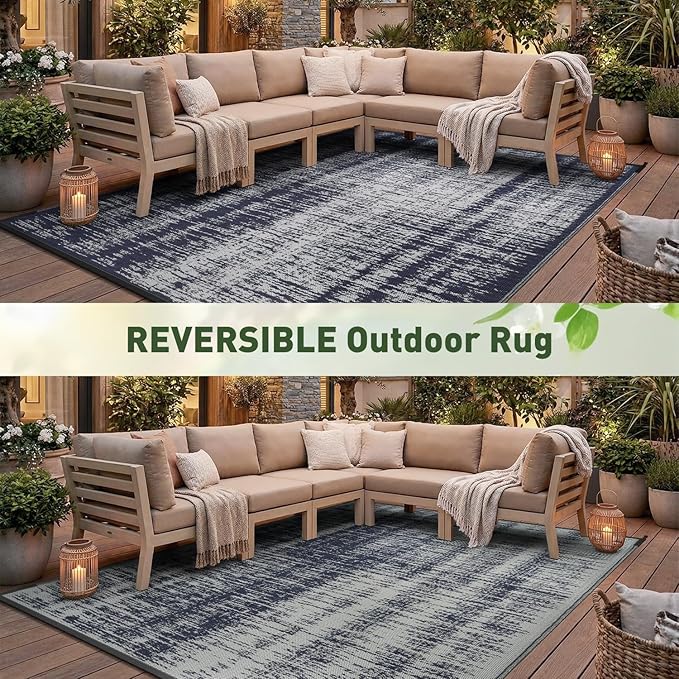 MontVoo Outdoor Rug Waterproof 9x18ft Outdoor Patio Rug Mat Reversible Plastic - Image 6