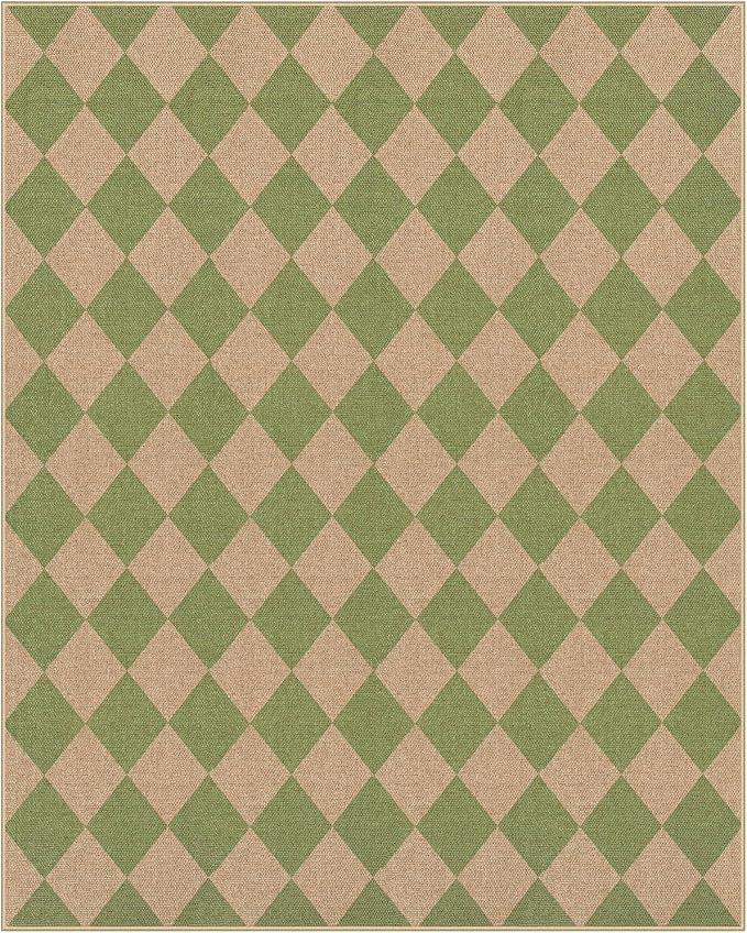 Lahome Checkered Dining Living Room Rug, 8x10 Washable Indoor Outdoor Easy Jute - Image 7