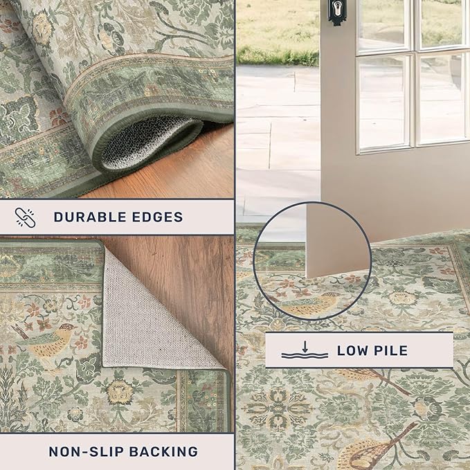 Sage Green Boho Bathroom Rugs - Image 4