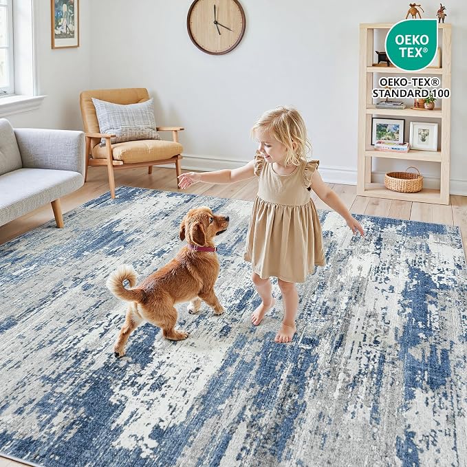 Area Rugs 6x9 Living Room: Large Soft Washable Rug Modern Abstract Anti-Skid - Image 4