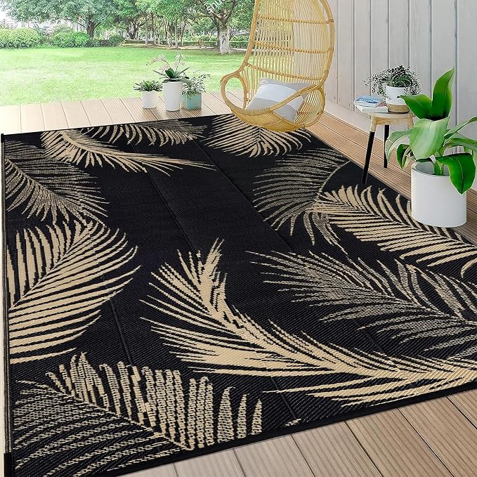 Pauwer Waterproof Outdoor Rug 8x10, Reversible Plastic Straw Patio Camping Rug by Pauwer