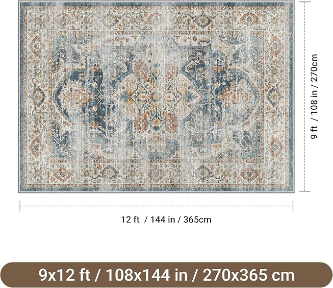 befbee 9x12 Area Rug, Ultra-Thin Washable Rugs - Image 2