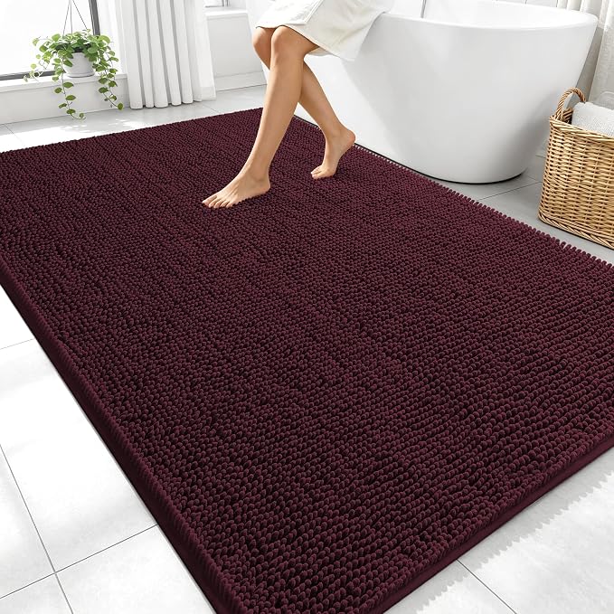 OLANLY Large Bathroom Rugs 70x46, Extra Soft Absorbent Chenille Bath Rugs by OLANLY