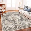 CHAMPLANT Area Rug 6'x9' Black-Purple Khaki Washable Vintage Traditional Floor by CHAMPLANT