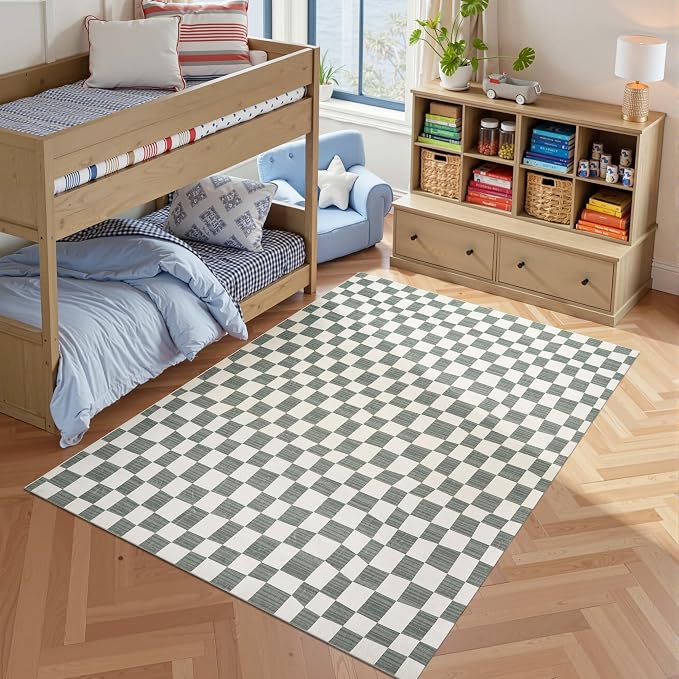 jinchan 5x7 Checkered Area Rugs - Image 3