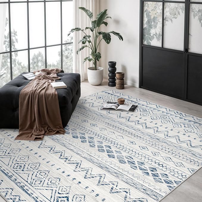 Miukiki 5x7 Area Rug for Living Room Moroccan Washable Rugs Non Slip Indoor by Miukiki