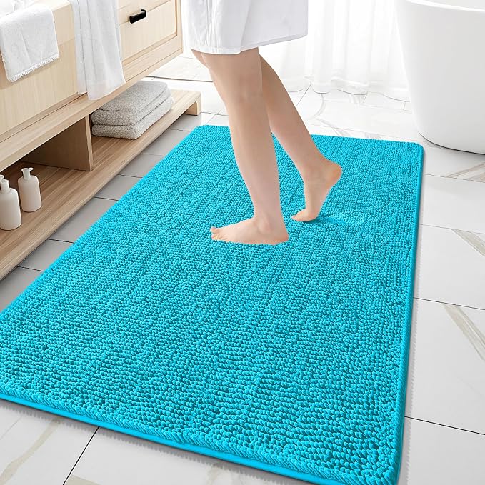 OLANLY Large Bathroom Rugs 59x35, Extra Soft Absorbent Chenille Bath Rugs by OLANLY