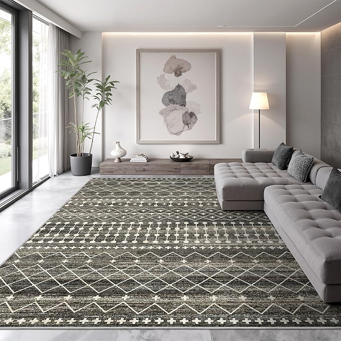 Miukiki 8x10 Area Rug for Living Room Moroccan Washable Rugs Non Slip Indoor - Image 5