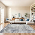 7x7 Square Rug Machine Washable – Modern Neutral Abstract Non-Slip Area Rug by BYYVOORugsforYourHome