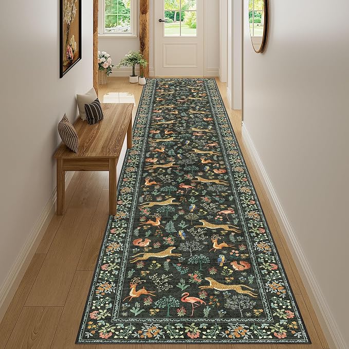 DUKINO 2.6x14 Hallway Runner Rug, Vintage Washable Long Kitchen Rug - Image 6