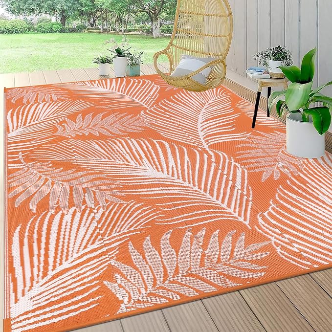 Pauwer Waterproof Outdoor Rug 8x10, Reversible Plastic Straw Patio Camping Rug by Pauwer