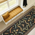 Vintage Insect 2x8 Black Entryway Runner Rug, Washable Non Slip Runners by HazoHaus