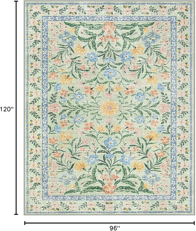 Wonnitar Boho Washable Rugs 8x10, Large Floral Rugs - Image 2