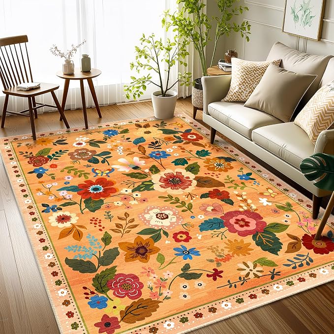 RELEANY Floral 3x5 Area Rugs Washable Print Boho Cute Carpet Non Slip Flower - Image 6