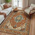 RELEANY Area Rugs 5'x8' Washable Non-Slip, Floral Vintage Distress Medallion by RELEANY