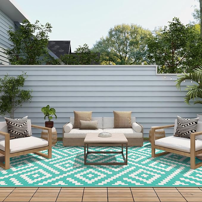 GENIMO Outdoor Rug for Patio Clearance, Reversible Plastic Straw Rugs for RV - Image 4