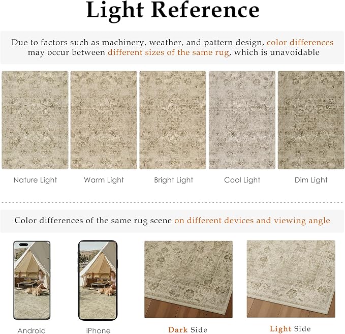 8x10 Easy Jute Neutral Area Rug Beige Vintage Indoor Outdoor Carpet Non-Slip - Image 7