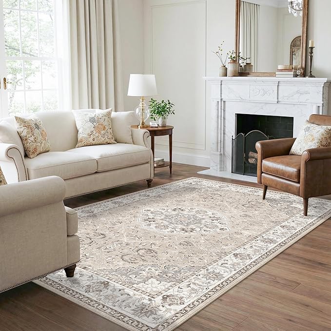 Washable 5x8 Living Room Area Rug: Vintage Water-Resistant Soft Rug - Image 4