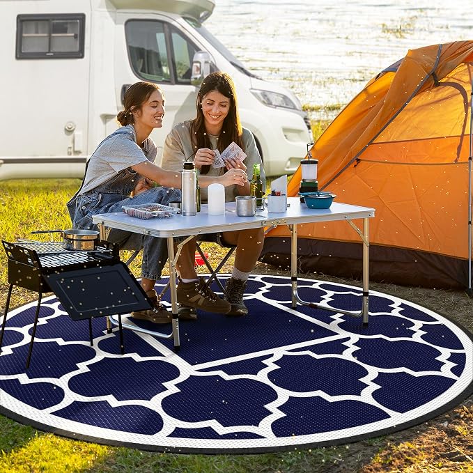 GENIMO 8' Round Outdoor Rug Waterproof - Image 3