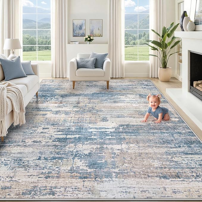 XLUEZ 9x12 Area Rug for Living Room, Washable Modern Abstract Large Area Rug by XLUEZ
