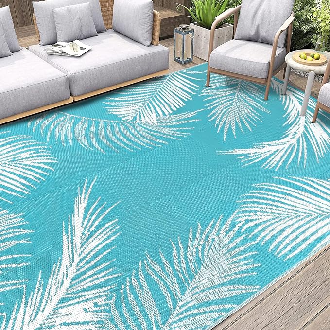 Pauwer Waterproof Outdoor Rug 10x14, Reversible Plastic Straw Patio Camping Rug - Image 7