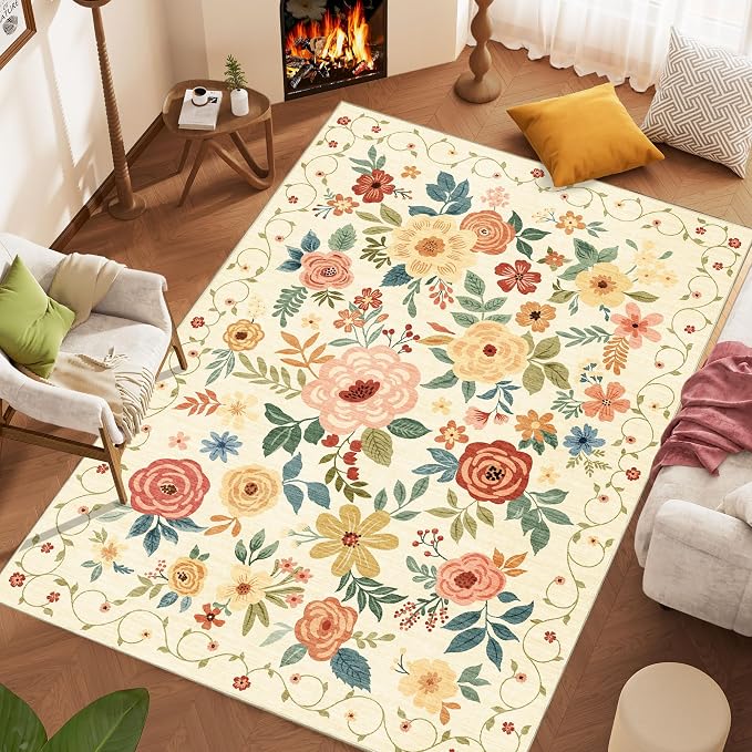 DUKINO 8x10 Area Rug, Floral Rugs - Image 3