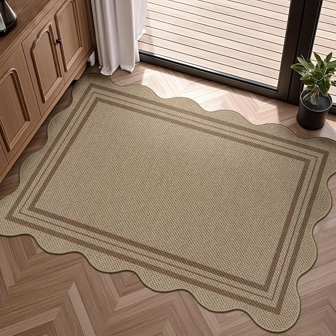 Easy Jute Outdoor Mats for Front Door, 2x3 Small Washable Kitchen Rugs by LORWER