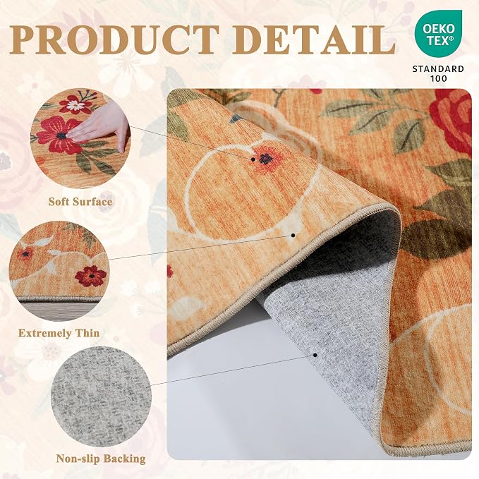 DUKINO 3x5 Area Rug, Floral Rugs - Image 4