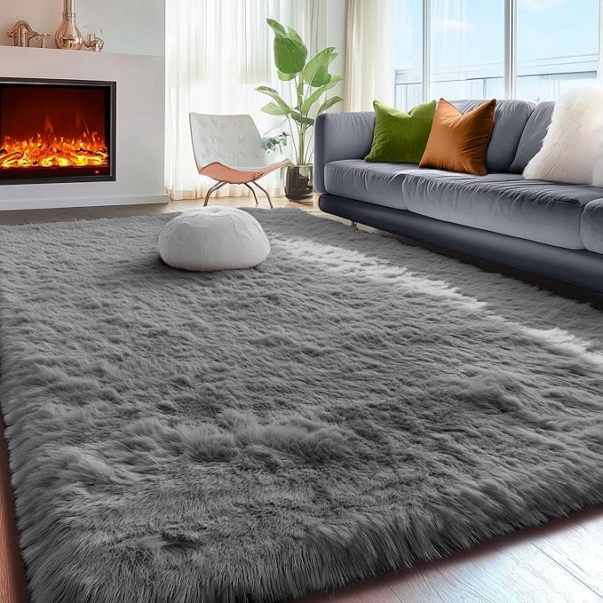 PAGISOFE 8x10 Living Room Rug Grey, Soft Large Rugs - Image 8