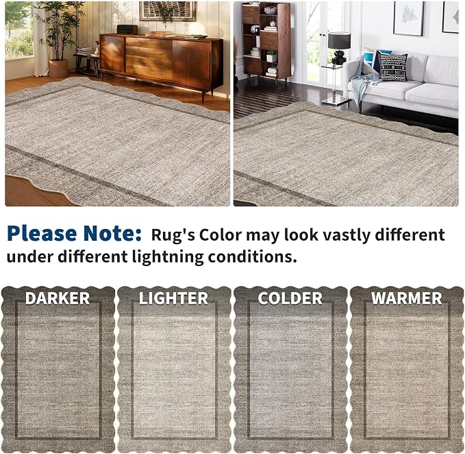GarveeHome Small Area Rug 2x3 Modern Scalloped Entry Rug Solid Color Kitchen - Image 8
