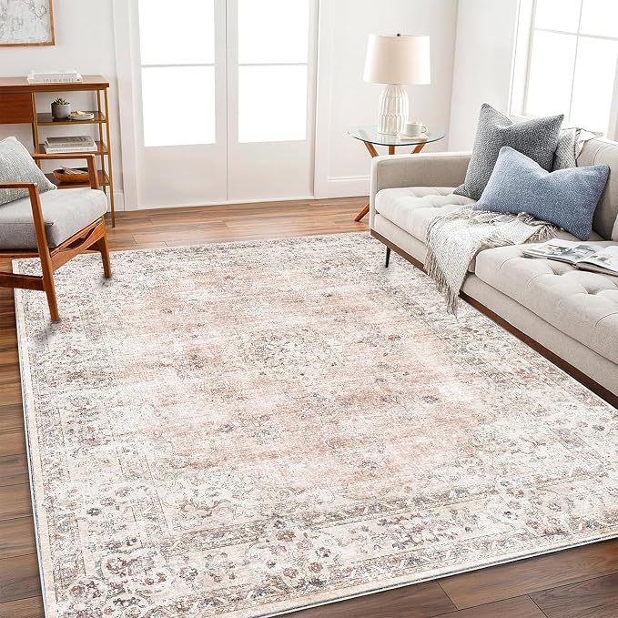 CHAMPLANT Washable Area Rug 8'x10' Retro Boho Design Non-Shedding Non-Slip Easy - Image 2
