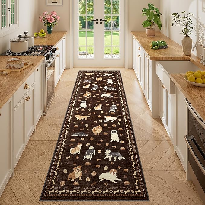 DUKINO 2x6 Washable Runner Rug for Hallway, Non Slip Animal Dog Kitchen Rug by DUKINO