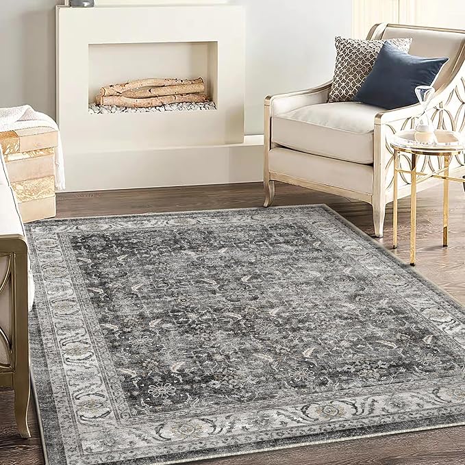 CHAMPLANT Washable Area Rug 3'x5' Vintage Traditional Floor Cover Foldable Thin - Image 2