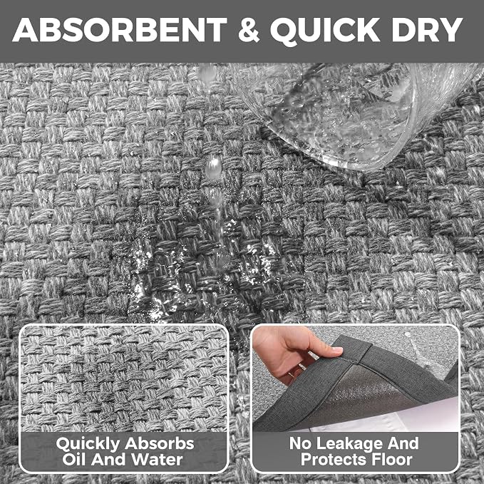 YDKGL Kitchen Rugs Mat Non Slip Washable, 0.4" Thick Anti Fatigue Cushioned - Image 6